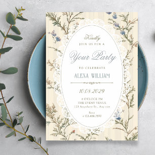 Vintage wildflower cottagecore invitation