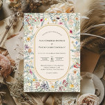 Vintage Wildflower Fern Beige Wedding Invitation<br><div class="desc">This Vintage Wildflower Fern Beige Wedding Invitation design is an elegant arrangement of classic gold geometric frames embellished with delicate boho floral greenery bouquets and stems. Featuring a palette of timeless ivory beige backgrounds with simple classic black typography and whimsical colourful wildflowers, creating a lovely and polished romantic feel. With...</div>
