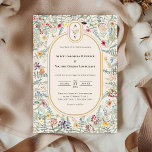 Vintage Wildflower Fern Beige Wedding Monogram Invitation<br><div class="desc">This Vintage Wildflower Fern Beige Wedding Monogram Invitation design is an elegant arrangement of classic gold geometric frames embellished with delicate boho floral greenery bouquets and stems. Featuring a palette of timeless ivory beige backgrounds with simple classic black typography and whimsical colourful wildflowers, creating a lovely and polished romantic feel....</div>