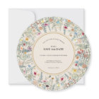 Vintage Wildflower Fern Beige Wedding Round