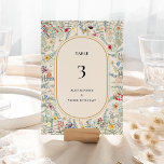 Vintage Wildflower Fern Beige Wedding Table Number<br><div class="desc">This Vintage Wildflower Fern Beige Wedding Table Number design is an elegant arrangement of classic gold geometric frames embellished with delicate boho floral greenery bouquets and stems. Featuring a palette of timeless ivory beige backgrounds with simple classic black typography and whimsical colourful wildflowers, creating a lovely and polished romantic feel....</div>