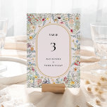 Vintage Wildflower Fern Lavender Wedding Table Number<br><div class="desc">This vintage wildflower fern lavender wedding table number design is an elegant arrangement of classic gold geometric frames embellished with delicate boho floral greenery bouquets and stems. Featuring a palette of timeless dusty purple lavender backgrounds with simple classic black typography and whimsical colourful wildflowers, creating a lovely and polished romantic...</div>