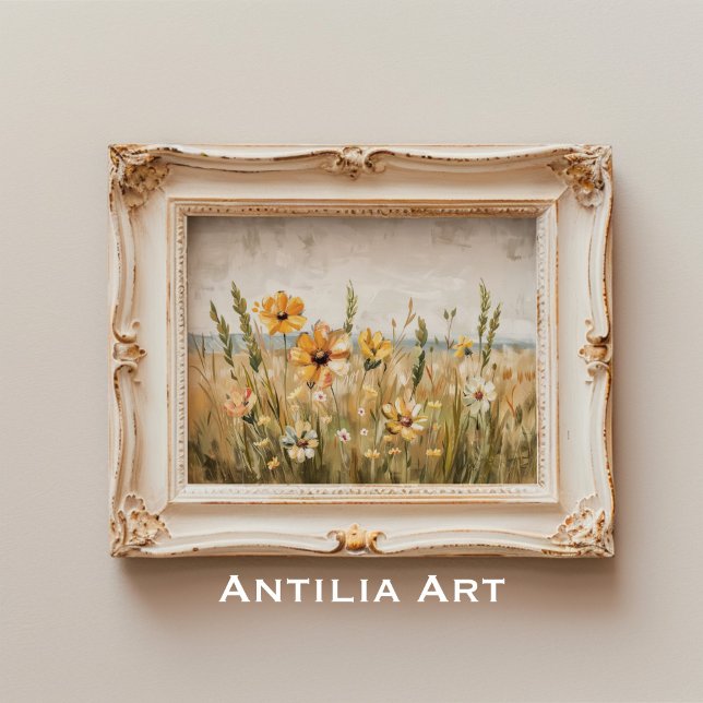 Vintage Wildflower Field Painting Spring Landscape Poster (Creator Uploaded)