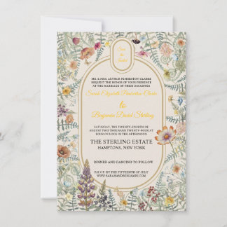 Vintage Wildflower Floral Wedding Invitation
