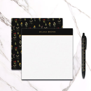 Vintage Wildflower Flower Pattern Gold Name Card