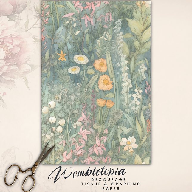 Vintage Wildflower Garden Botanical Decoupage  Tissue Paper (Creator Uploaded)