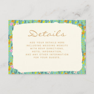 Vintage Wildflower Garden Floral RSVP Details Chic Enclosure Card
