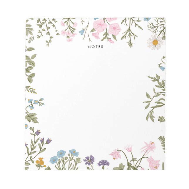 Vintage Wildflower Garden Notepad (Front)