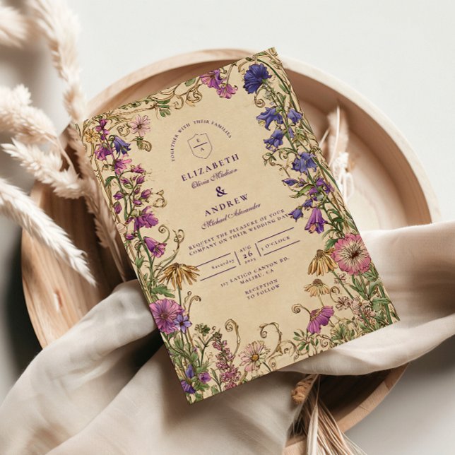 Vintage Wildflower Garden Wedding Invitation (Creator Uploaded)
