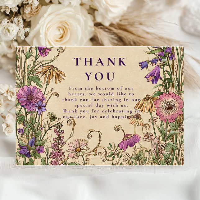 Vintage Wildflower Garden Wedding Thank You Card (Creator Uploaded)