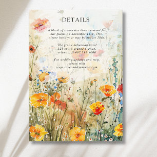 Vintage Wildflower Meadow Fall Wedding Details Enclosure Card
