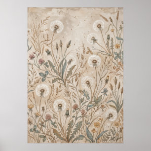 Vintage Wildflower Meadow Poster
