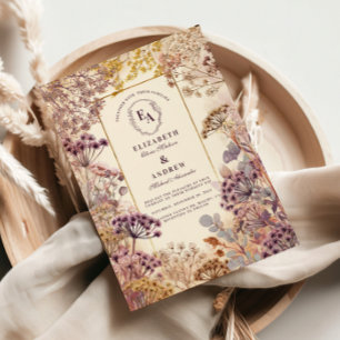 Vintage Wildflower Meadow Wedding Invitation