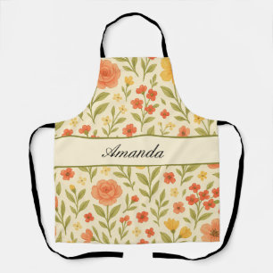 Vintage Wildflower Pattern Name Apron