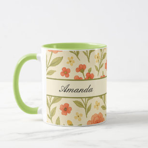 Vintage Wildflower Pattern Name Mug