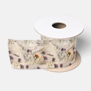 Vintage Wildflower Pattern  Satin Ribbon