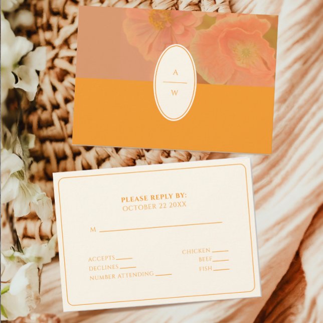 Vintage Wildflower Pink Poppy Wedding RSVP (Creator Uploaded)