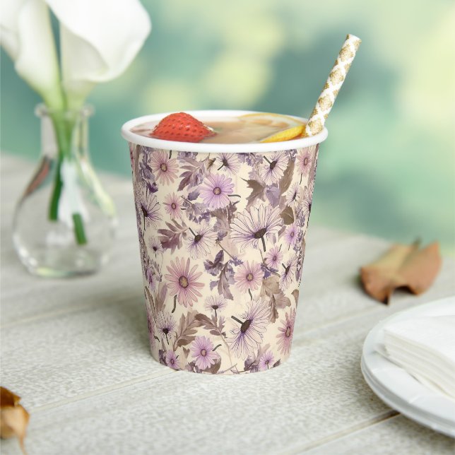 Vintage Wildflower Print Paper Cups (Insitu)