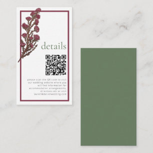 Vintage Wildflower QR Pink Wedding Details Enclosure Card