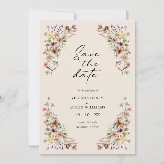 Vintage Wildflower Save The Date (Front)