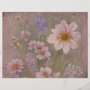 Vintage Wildflower Scrapbook Paper