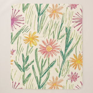 Vintage Wildflower Sketch (10) Sherpa Blanket