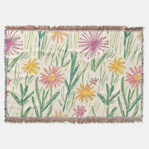 Vintage Wildflower Sketch (10) Throw Blanket