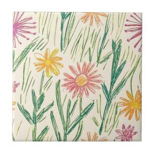 Vintage Wildflower Sketch (10) Tile