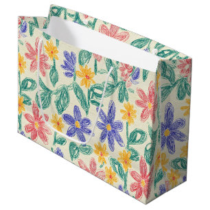 Vintage Wildflower Sketch (1) Large Gift Bag