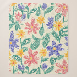 Vintage Wildflower Sketch (1) Sherpa Blanket