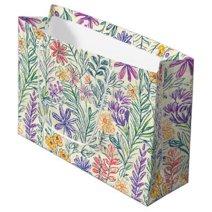 Vintage Wildflower Sketch (2) Large Gift Bag