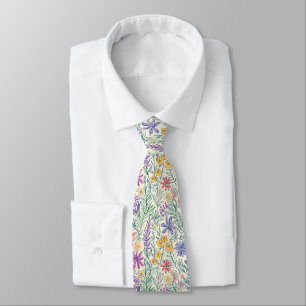 Vintage Wildflower Sketch (2) Tie