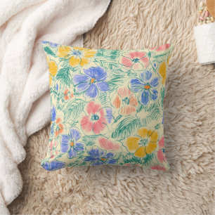 Vintage Wildflower Sketch (3) Cushion