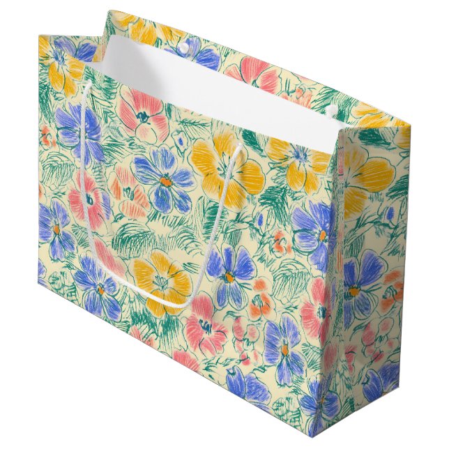 Vintage Wildflower Sketch (3) Large Gift Bag (Front Angled)