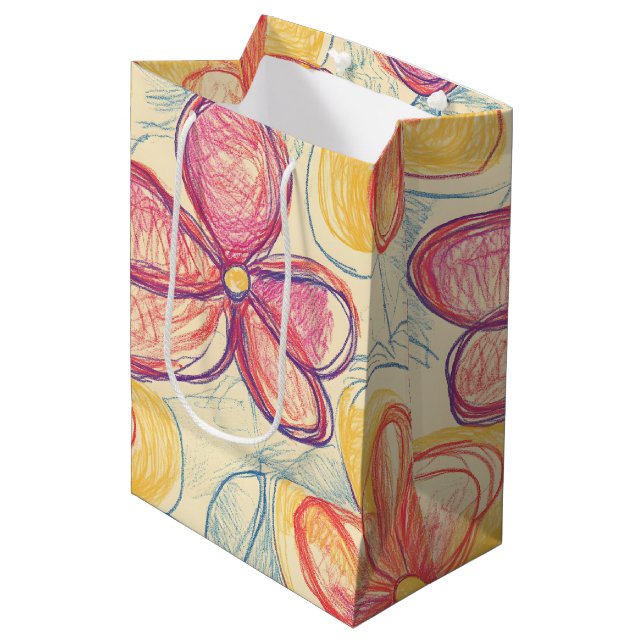 Vintage Wildflower Sketch (4) Medium Gift Bag (Front Angled)