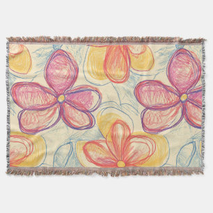 Vintage Wildflower Sketch (4) Throw Blanket