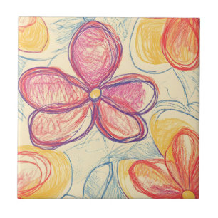 Vintage Wildflower Sketch (4) Tile