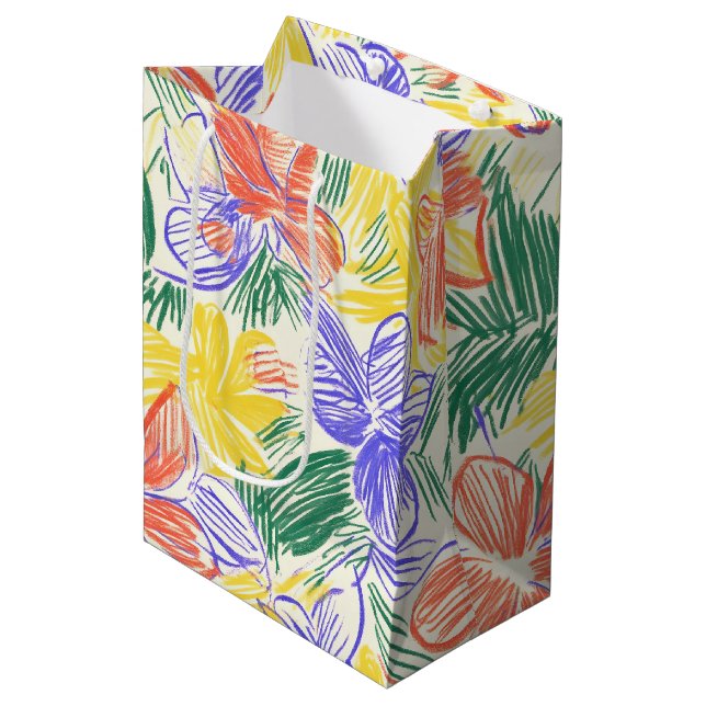 Vintage Wildflower Sketch (5) Medium Gift Bag (Front Angled)