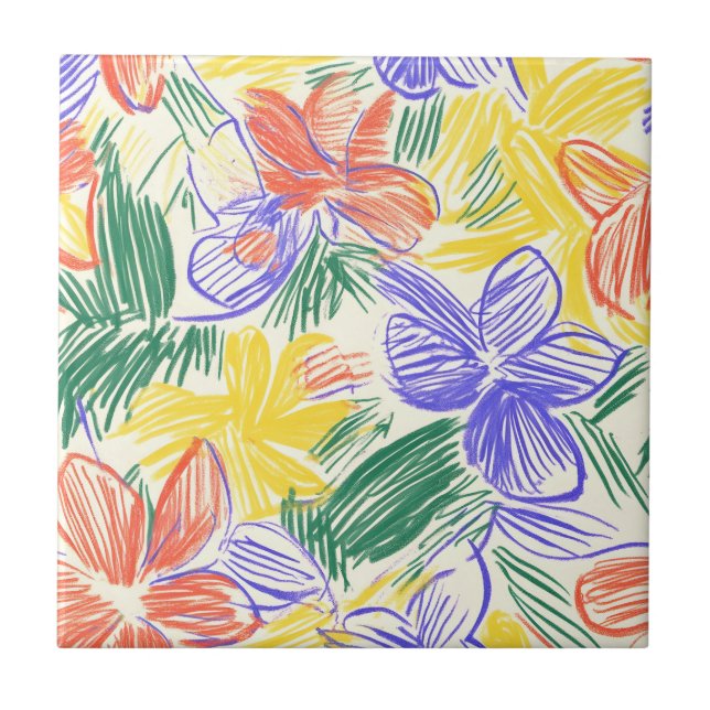 Vintage Wildflower Sketch (5) Tile (Front)