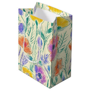 Vintage Wildflower Sketch (6) Medium Gift Bag
