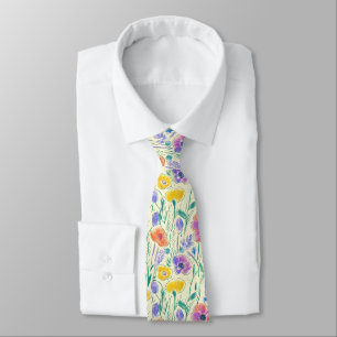 Vintage Wildflower Sketch (6) Tie