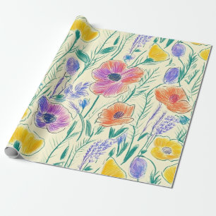 Vintage Wildflower Sketch (6) Wrapping Paper