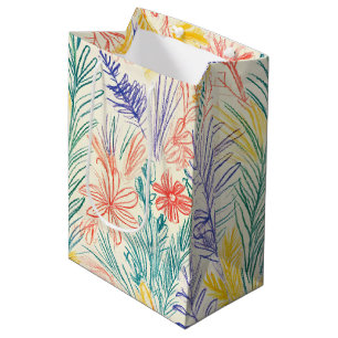 Vintage Wildflower Sketch (7) Medium Gift Bag