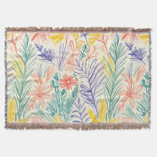 Vintage Wildflower Sketch (7) Throw Blanket