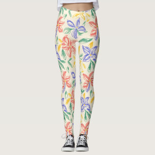 Vintage Wildflower Sketch (8) Leggings