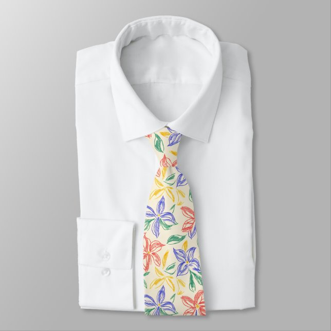 Vintage Wildflower Sketch (8) Tie (Tied)
