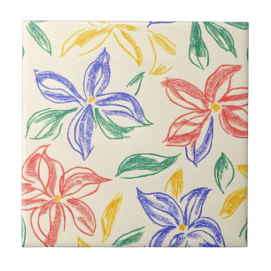 Vintage Wildflower Sketch (8) Tile