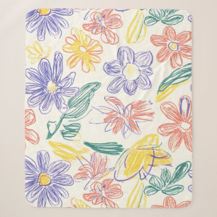 Vintage Wildflower Sketch (9) Sherpa Blanket