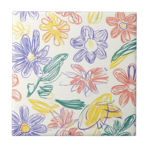 Vintage Wildflower Sketch (9) Tile