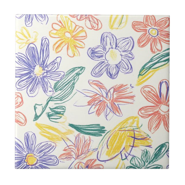 Vintage Wildflower Sketch (9) Tile (Front)